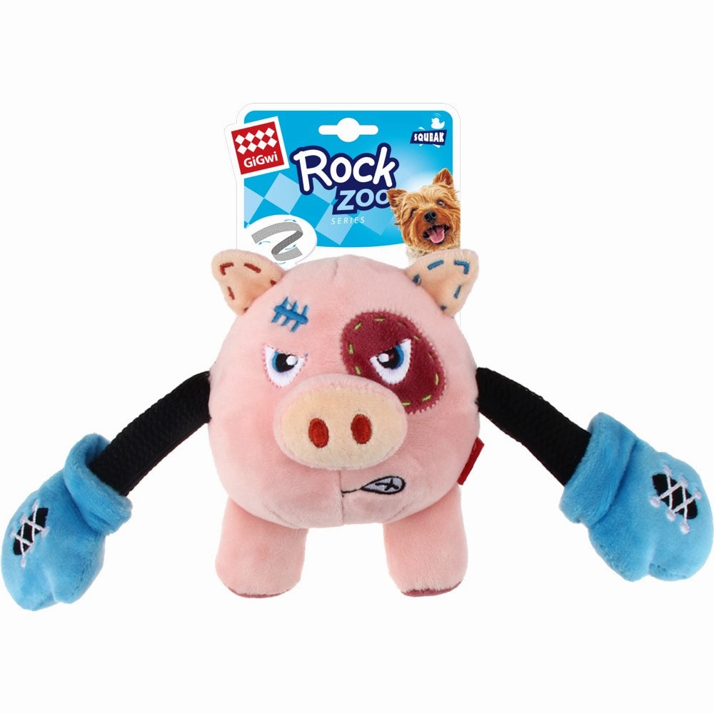 GiGwi Rock Zoo Bungee Plush Dog Toy (Pig) dog puzzle toy dog slow feeder dog treat ball dog brain toy dog feeder toy