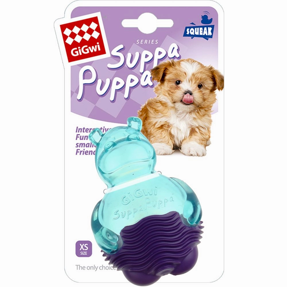 GiGwi Suppa Puppa Hippo TPR Dog Toy (Blue/Purple) dog puzzle toy dog slow feeder dog treat ball dog brain toy dog feeder toy