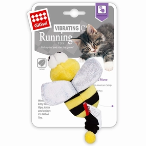 GiGwi Vibrating Running Catnip Plush Cat Toy (Bee) cat leash cat bowtie cat hat cat bandana cat costume