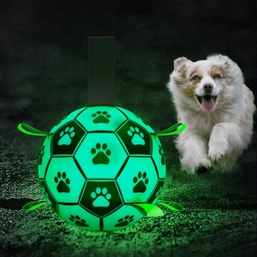 Glow In The Dark Interactive Dog Soccer Ball With Grab Tabs dog toys indestructible dog toys dog tug toys dog plush chew resistant toy