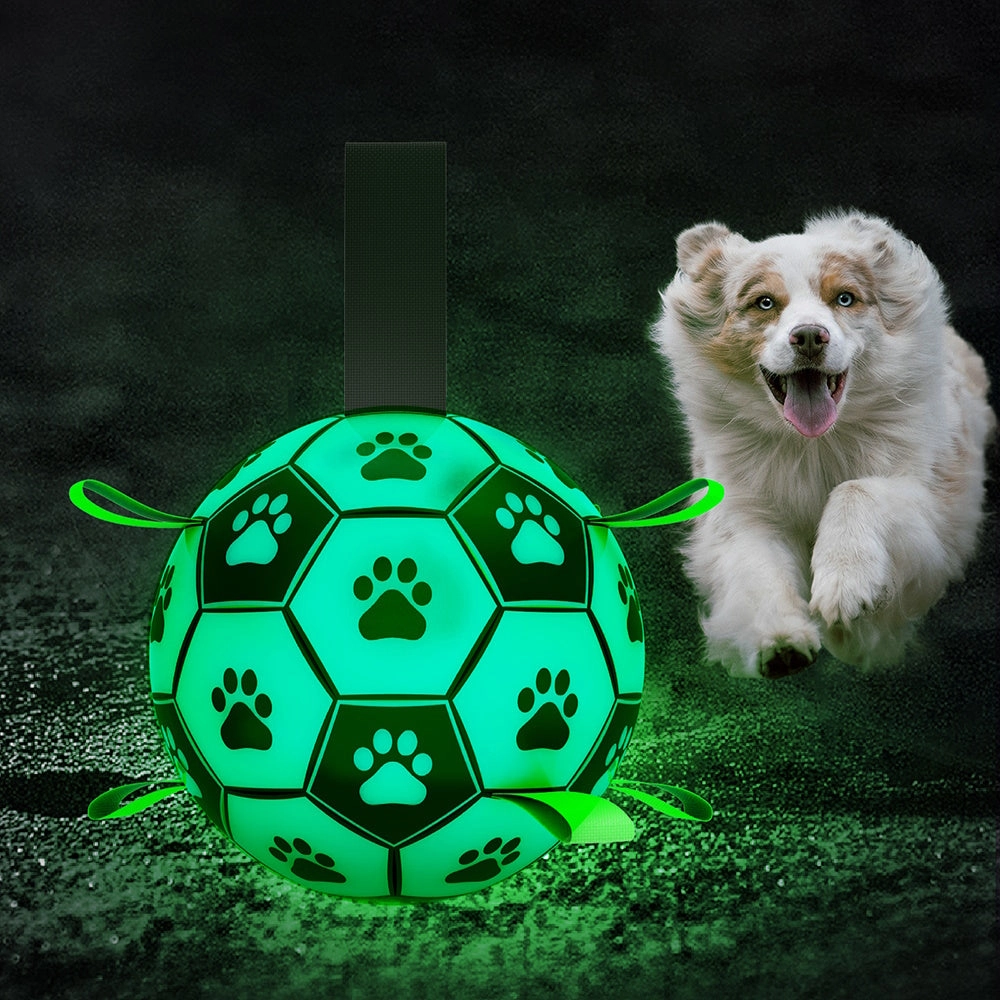 Glow In The Dark Interactive Dog Soccer Ball With Grab Tabs dog toys indestructible dog toys dog tug toys dog plush chew resistant toy