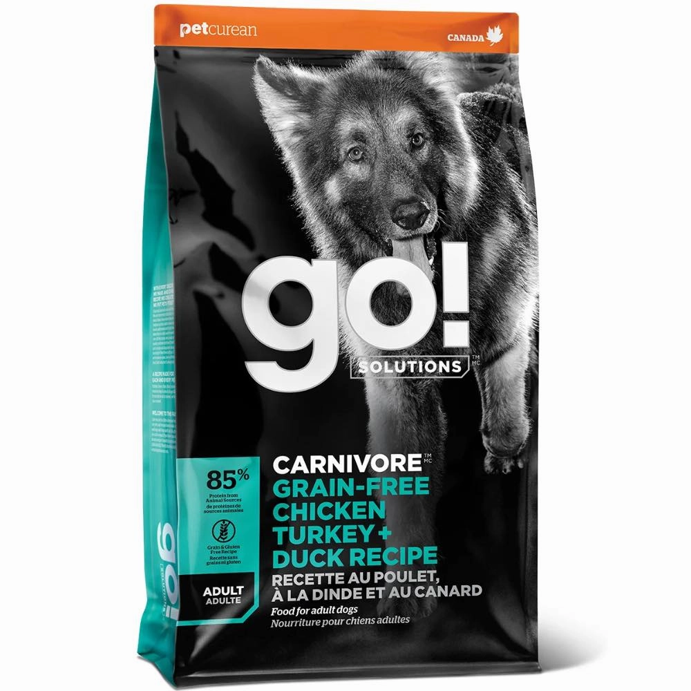 Go! Solutions Carnivore Grain Free Chicken, Turkey   Duck Adult Recipe Dry Dog Food 3.5lb (Exp Dec 2024) freeze dried dog treats dog freeze snacks raw dog treat dehydrated dog food meat dog snack