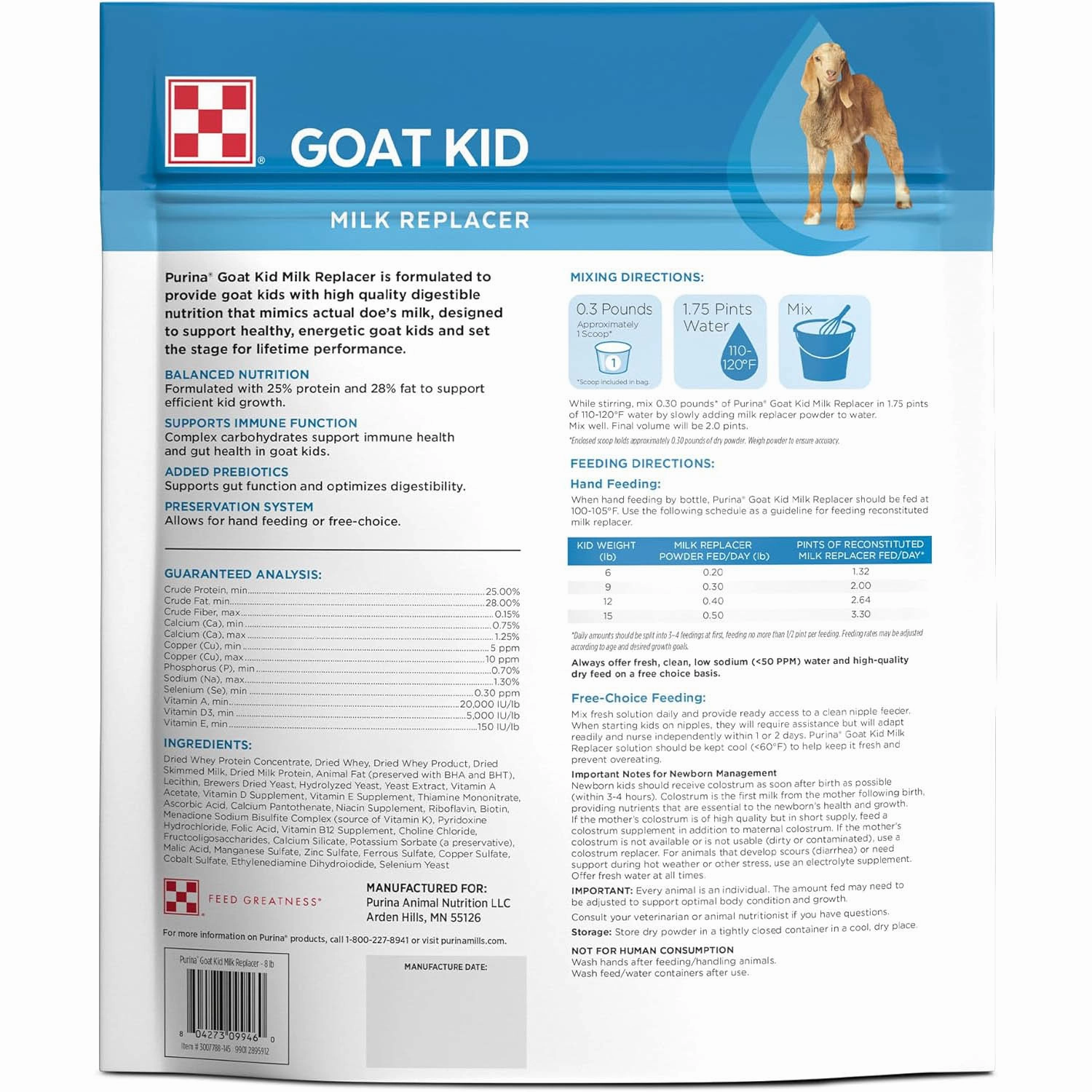 Goat Kid Milk Replacer, 8 lbs