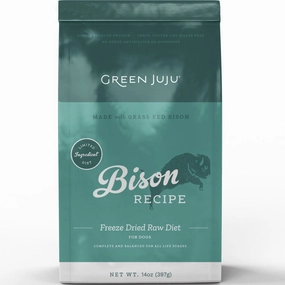 Green Juju Bison Recipe Grain-Free Freeze-Dried Raw Dog Food 14oz dog supplies dog food toys accessories dog bed