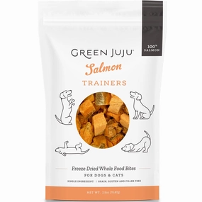 Green Juju Salmon Trainers Grain-Free Freeze-Dried Raw Treats For Cats & Dogs 2.5oz cat grass snacks cat grass planter cat digestive aid catnip spray cat herbal treats