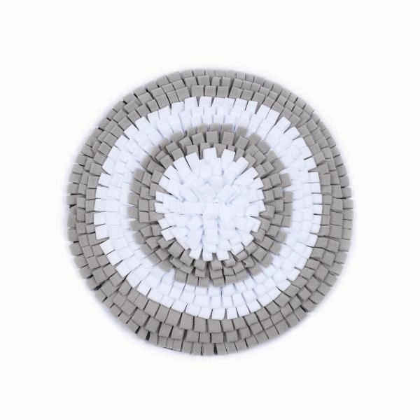 Grey & White round Snuffle Mat dog toys indestructible dog toys dog tug toys dog plush chew resistant toy
