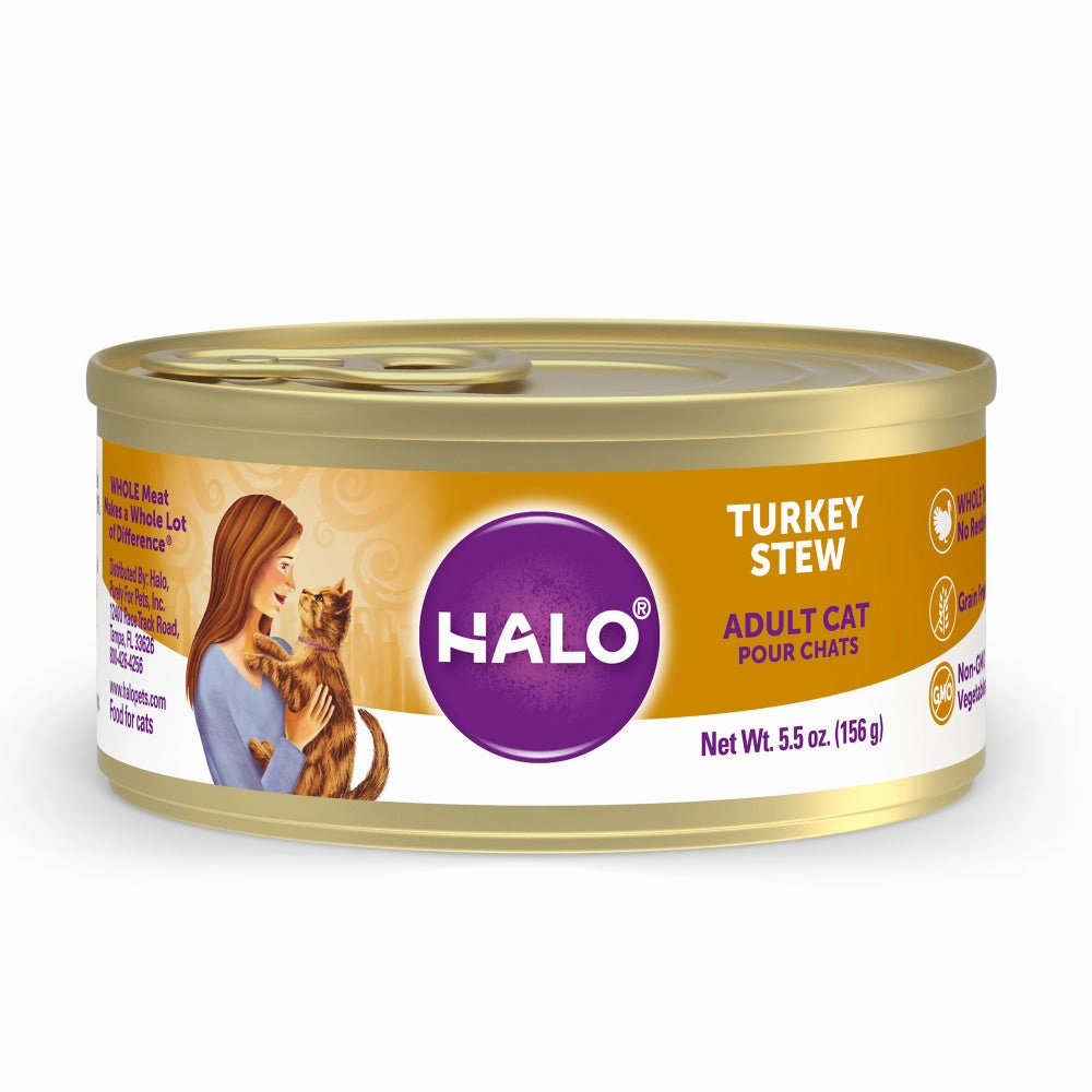Halo Holistic Grain Free Adult Turkey Stew Canned Cat Food cat calming diffuser cat stress relief anxiety cat treats cat relaxing spray pet mood aid