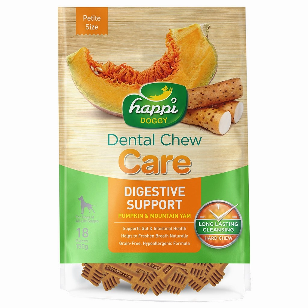 Happi Skippi (Doggy) Care Pumpkin & Mountain Yam Digestive Support Grain-Free Dental Dog Chews 150g no pull dog harness nylon dog leash dog walking set dog vest harness pet lead