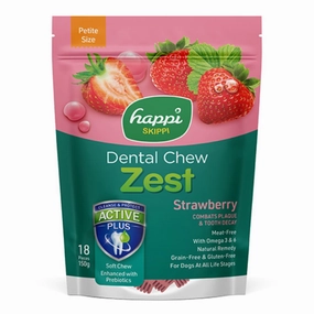 Happi Skippi (Doggy) Zest Petite Strawberry Dental Dog Chew 150g no pull dog harness nylon dog leash dog walking set dog vest harness pet lead