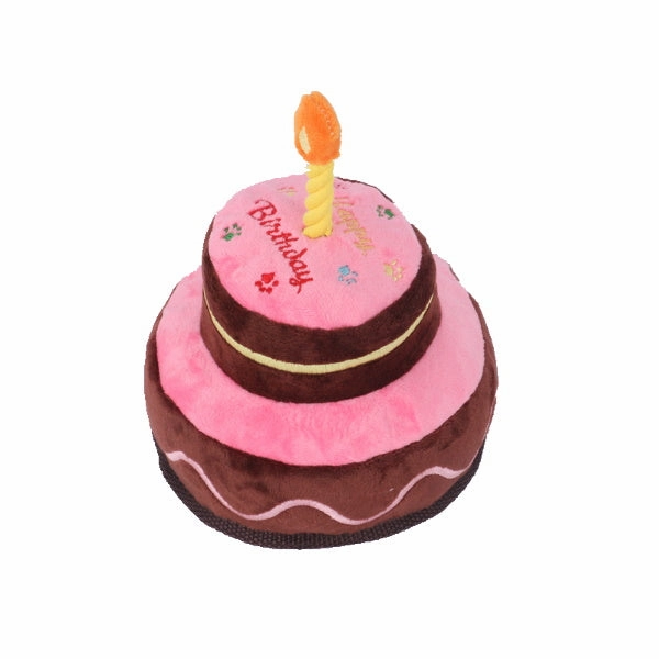 Happy Birthday 2 Tier Cake Dog Toy - Pink