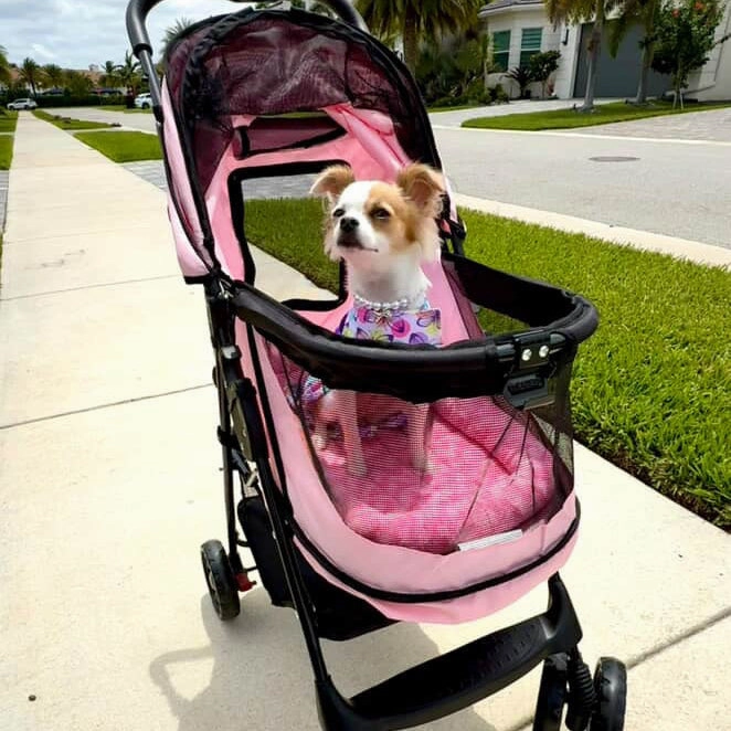 Happy Trails NO-ZIP Pet Stroller in Pink