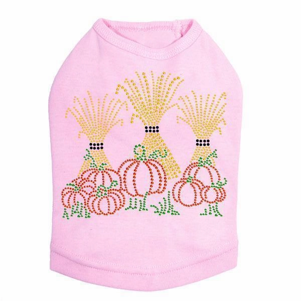 Hay Stacks And Pumpkins Rhinestone Dog Tank