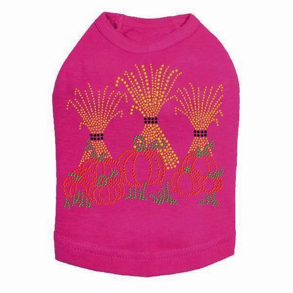 Hay Stacks And Pumpkins Rhinestone Dog Tank