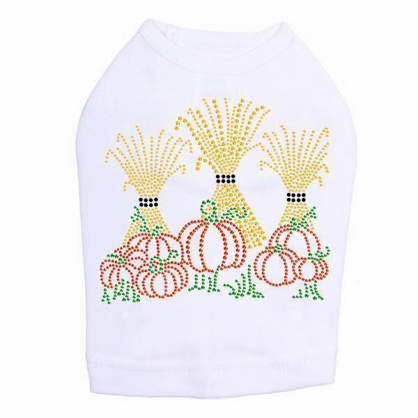 Hay Stacks And Pumpkins Rhinestone Dog Tank
