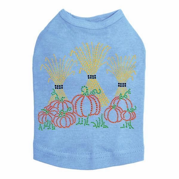 Hay Stacks And Pumpkins Rhinestone Dog Tank