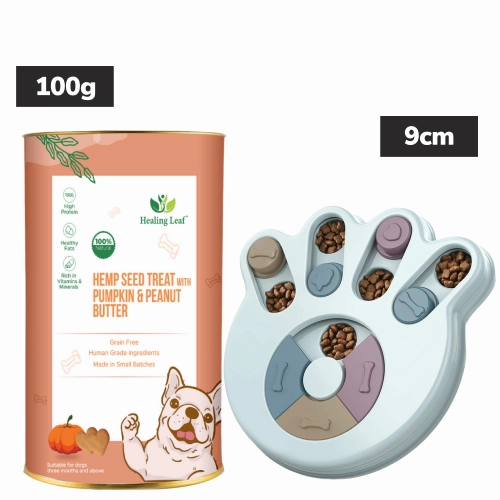 Healing Leaf Hemp Pumpkin Treats and Skatrs Treat Hider Toy Combo for Dogs