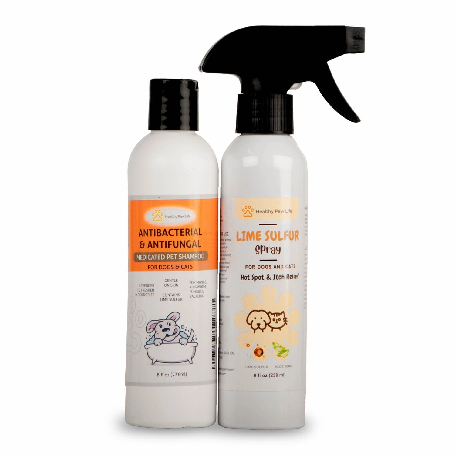 Healthy Paw Life's Bundle of Lime Sulfur Spray (8 fl oz) and Lime Sulfur Shampoo (8 fl oz) cat scratchers cat towers cat window perch cat heating pad cat calming spray