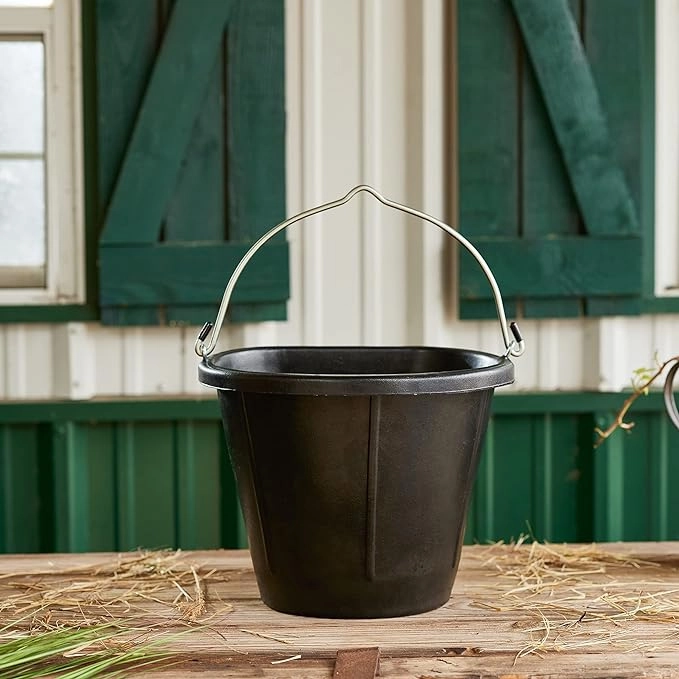 Heated Flat-Back Rubber Bucket for Livestock