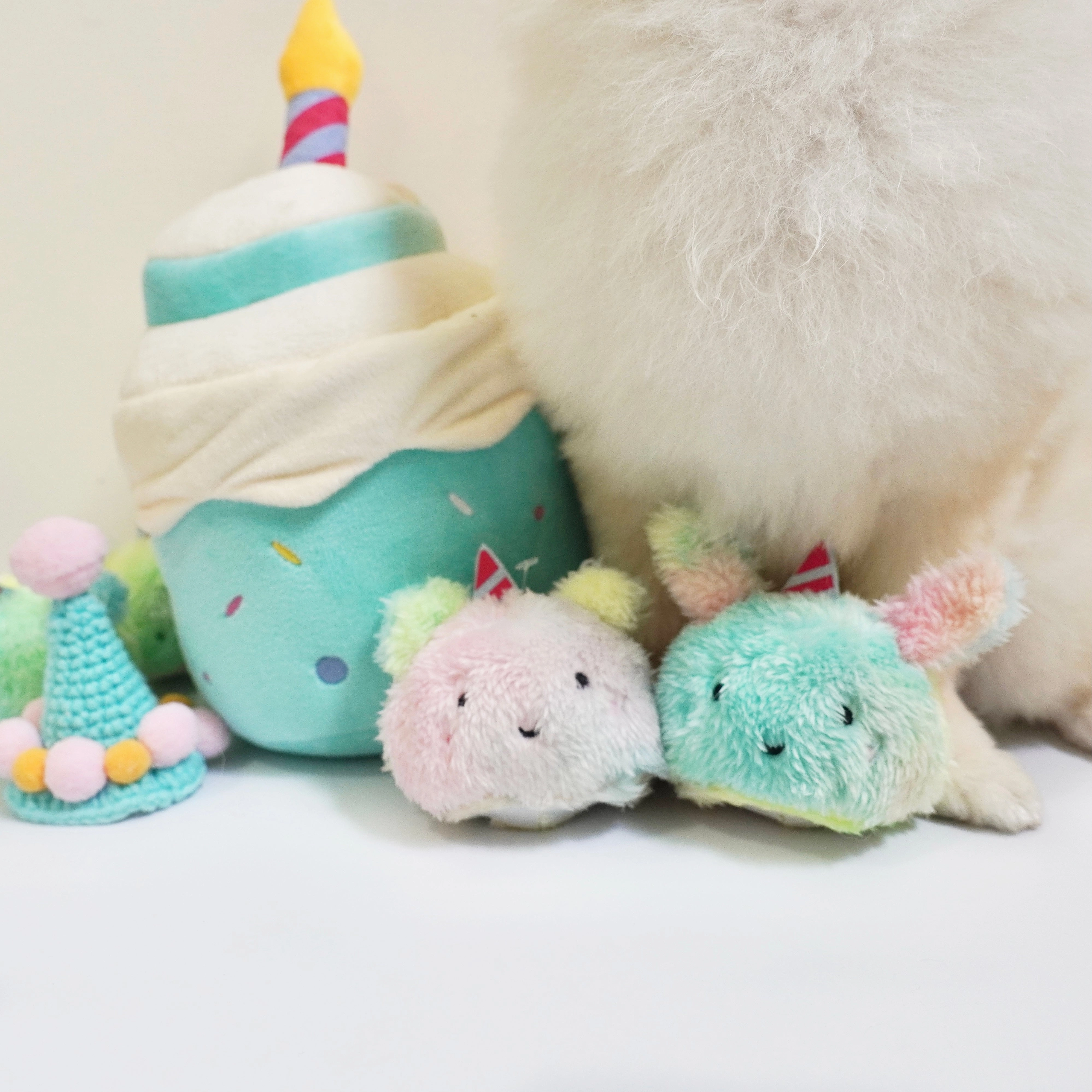 Hey Cuzzies Pawty Mochi Plush Dog Toy