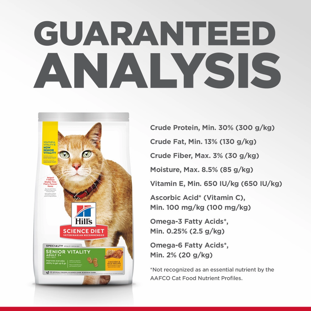 Hill's Science Diet Adult 7  Senior Vitality Chicken & Rice Recipe Dry Cat Food