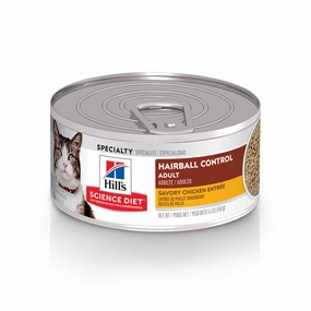 Hill's Science Diet Adult Hairball Control Savory Chicken Entree Canned Cat Food cat calming diffuser cat stress relief anxiety cat treats cat relaxing spray pet mood aid