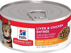 Hill's Science Diet Adult Light Liver & Chicken Entree Canned Cat Food cat calming diffuser cat stress relief anxiety cat treats cat relaxing spray pet mood aid