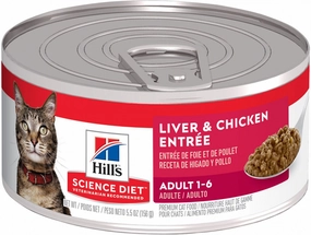 Hill's Science Diet Adult Liver & Chicken Entree Canned Cat Food cat calming diffuser cat stress relief anxiety cat treats cat relaxing spray pet mood aid