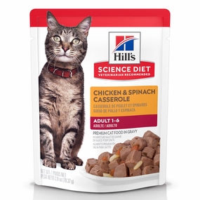 Hill's Science Diet Chicken & Spinach Casserole Adult Wet Cat Food cat calming diffuser cat stress relief anxiety cat treats cat relaxing spray pet mood aid