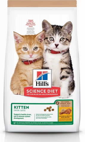 Hill's Science Diet Kitten No Corn, Wheat, or Soy Chicken & Brown Rice Recipe Dry Cat Food freeze dried dog food raw food for dogs dog freeze meal high protein dog food grain free freeze dog food