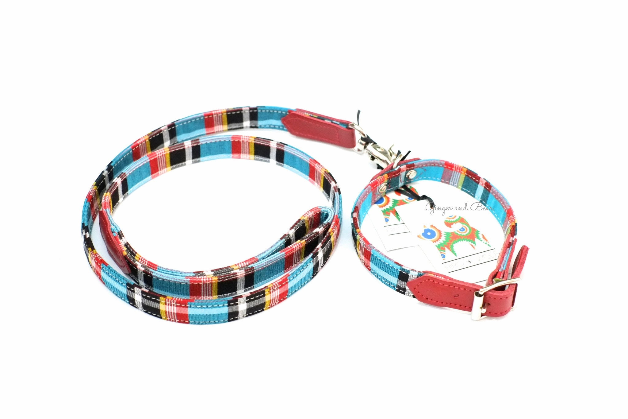 Hiro Wolf Classic leash: Masai Blue Check