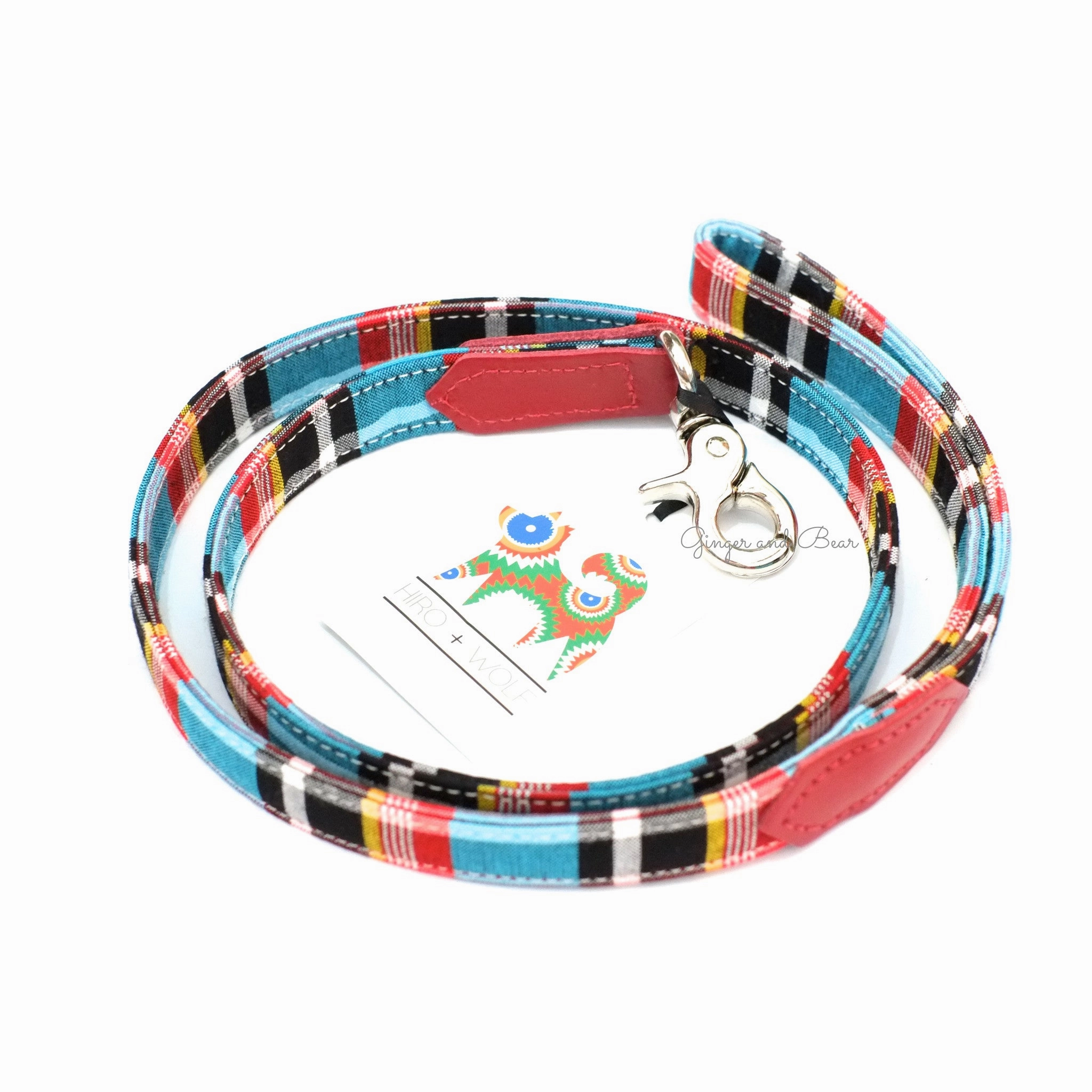 Hiro Wolf Classic leash: Masai Blue Check