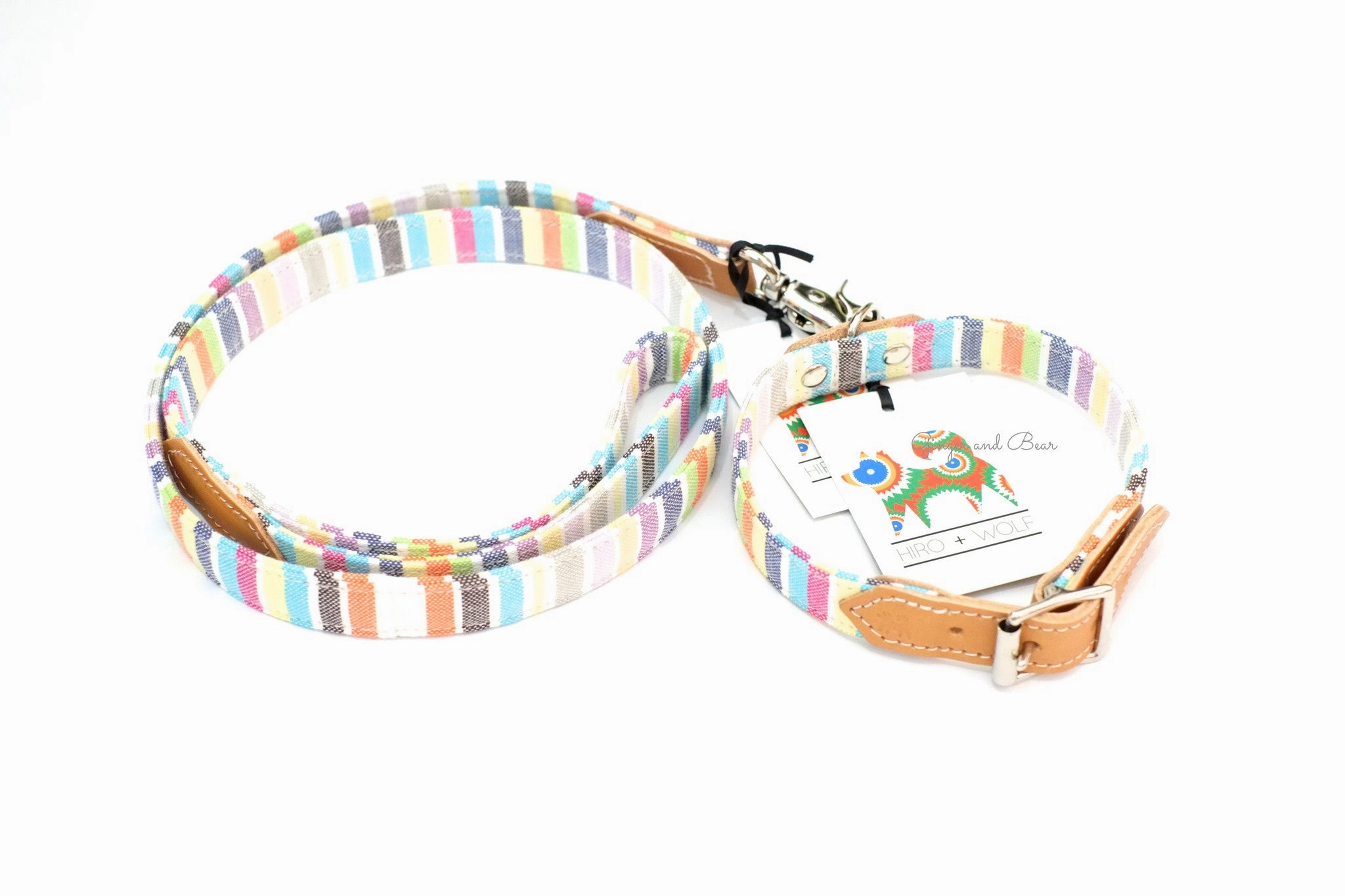 Hiro Wolf Classic leash: Pastel Stripe Kikoi