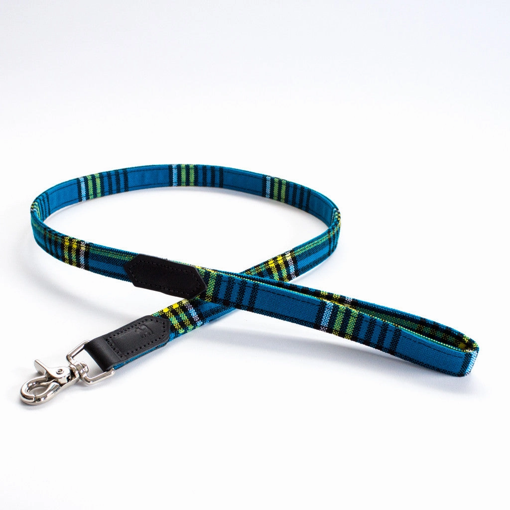 Hiro Wolf Classic leash: Shuka Blue Check