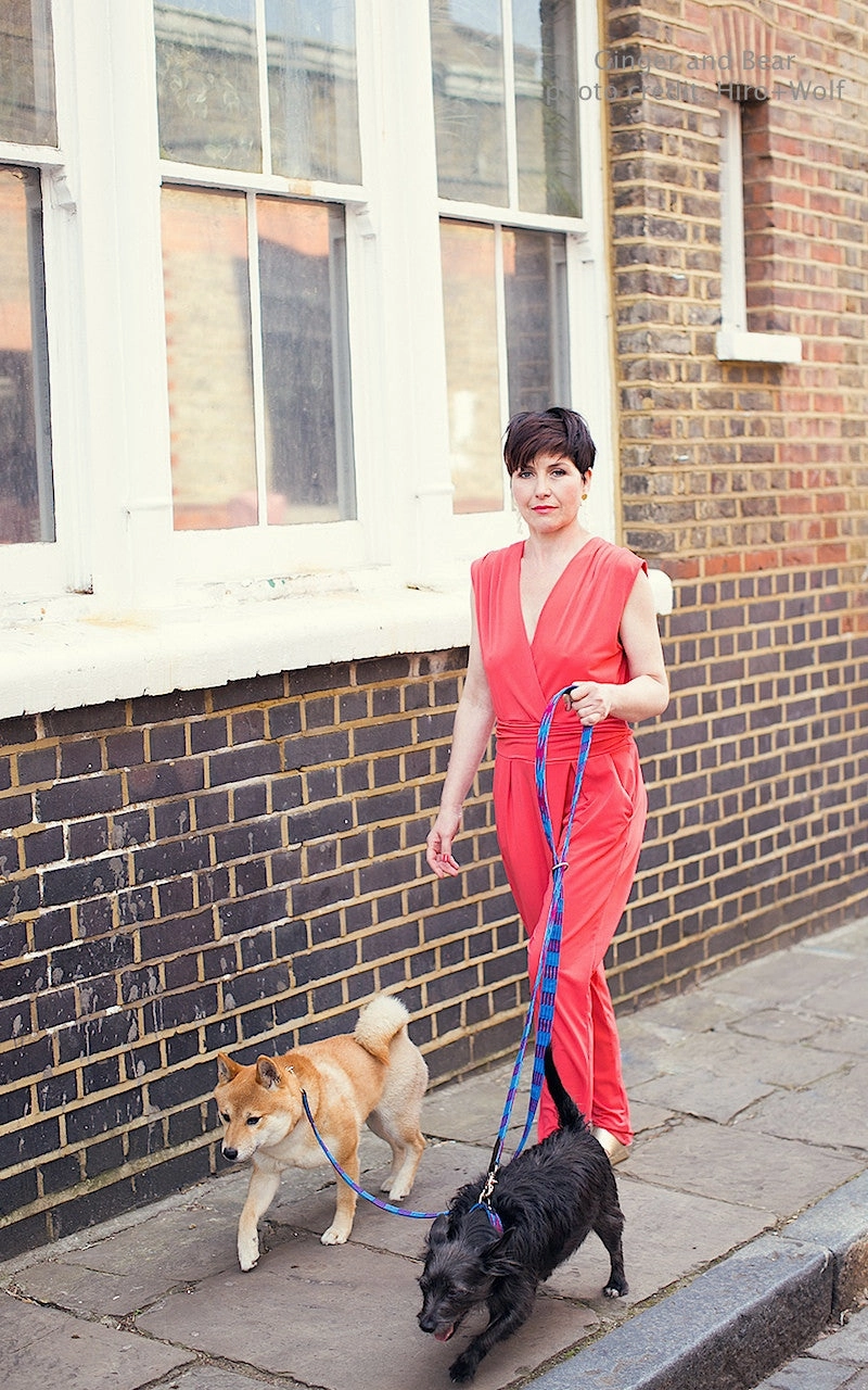 Hiro Wolf Hands-free leash: Masai Blue Check