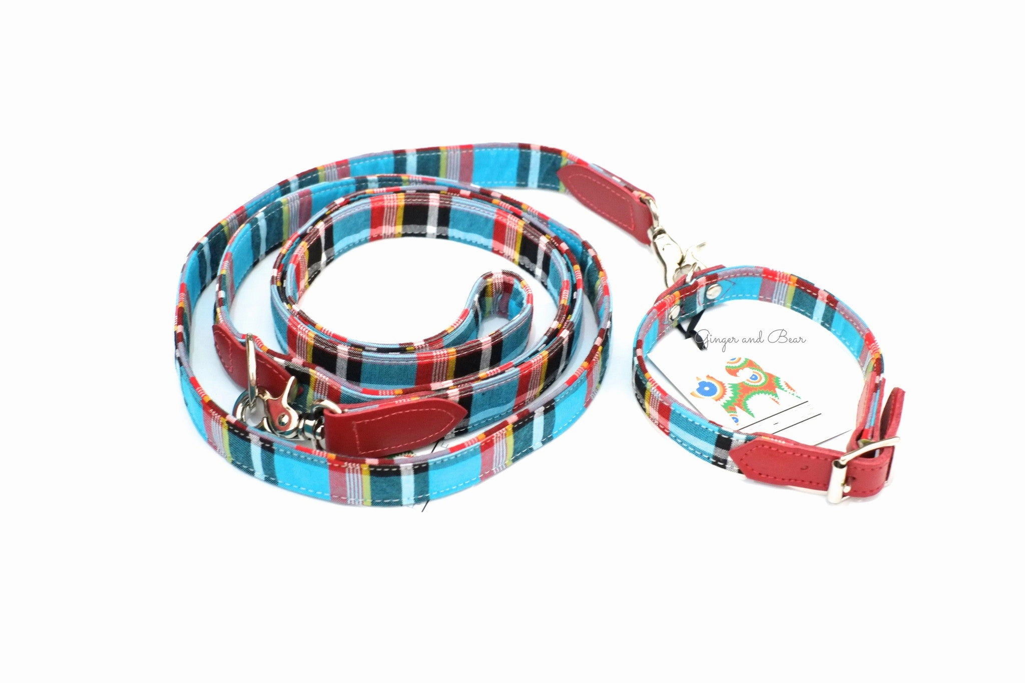 Hiro Wolf Hands-free leash: Masai Blue Check