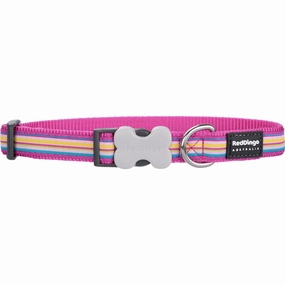 Horizontal Stripes Hot Pink Dog Collar dog leash harness set dog leash clip rope dog leash retractable leash