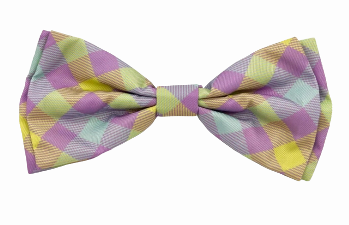Huxley & Kent Lavender Lemon Check Bow Tie dog accessories dog collar dog leash dog bowtie dog backpack
