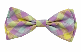 Huxley & Kent Lavender Lemon Check Bow Tie dog accessories dog collar dog leash dog bowtie dog backpack