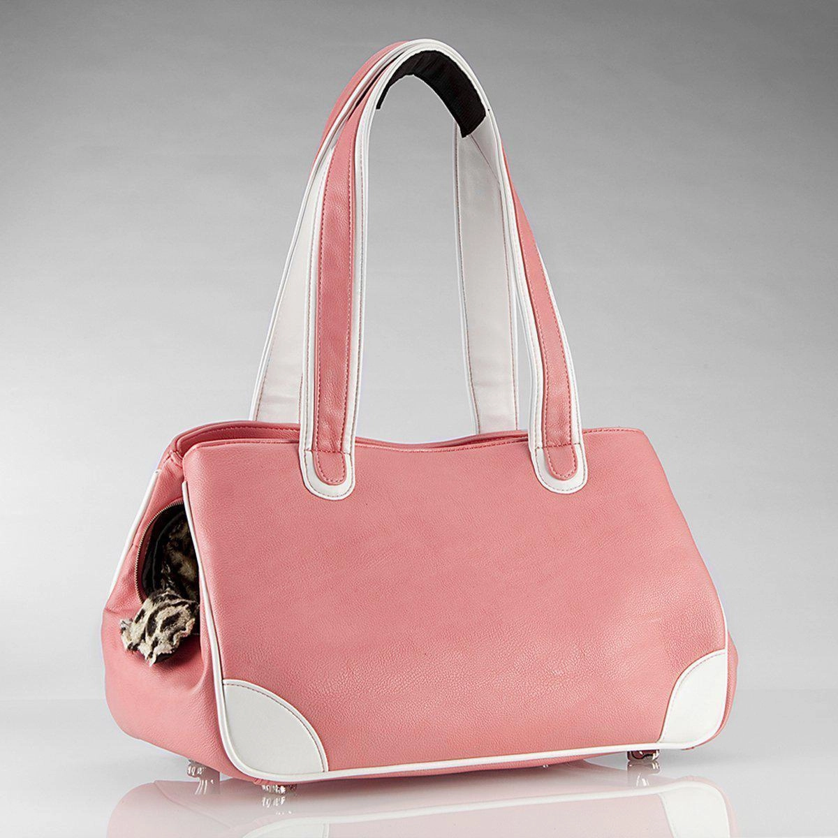 I Love New Yorkie Rescue Me Tote Faux Leather Dog Carrier Pink