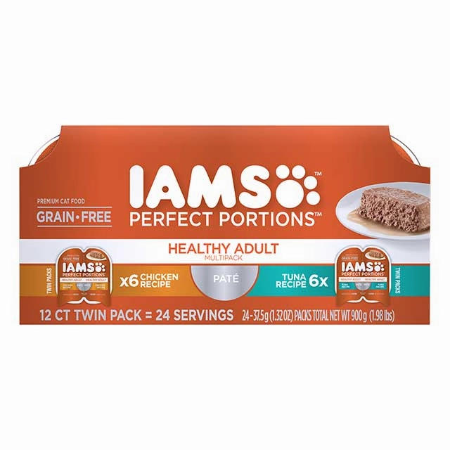 Iams Perfect Portions Healthy Adult Pate Chicken & Tuna Multipack Wet Cat Food cat supplies cat house cat tree cat feeder cat collar