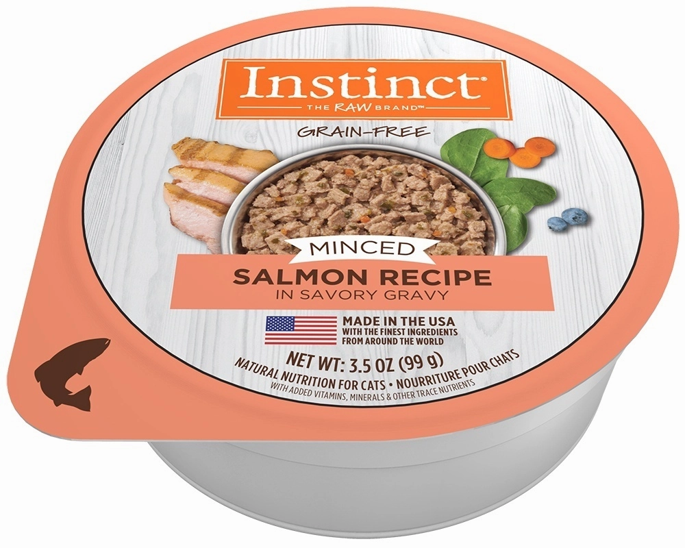 Instinct Adult Grain Free Minced Recipe with Real Salmon Natural Cat food Cups cat calming diffuser cat stress relief anxiety cat treats cat relaxing spray pet mood aid