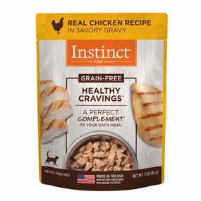 Instinct Healthy Cravings Real Chicken Recipe In Savoury Gravy Grain-Free Wet Cat Food Topper 3oz natural cat food soft cat treats freeze dried cat food organic cat treats indoor cat food
