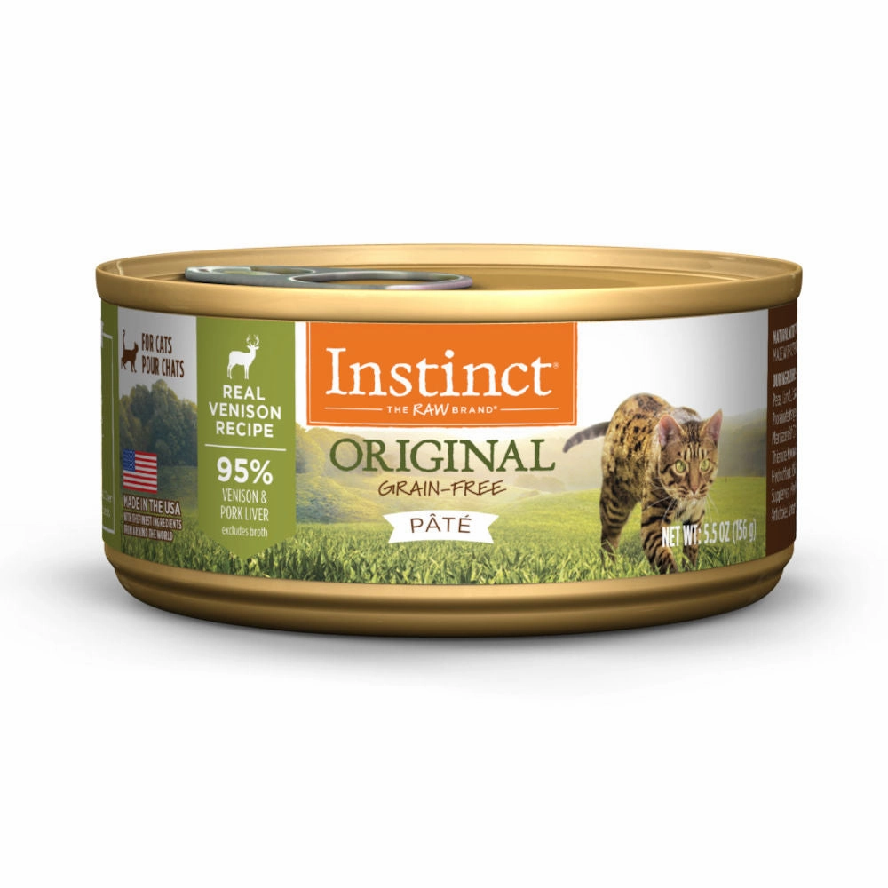 Instinct Original Real Venison Pate Grain-Free Canned Cat Food 5.5oz pet health pet wellness pet pain relief pet probiotic pet calming