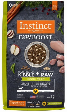 Instinct Raw Boost Healthy Weight Grain-Free Chicken Dry Cat Food freeze dried dog food raw food for dogs dog freeze meal high protein dog food grain free freeze dog food