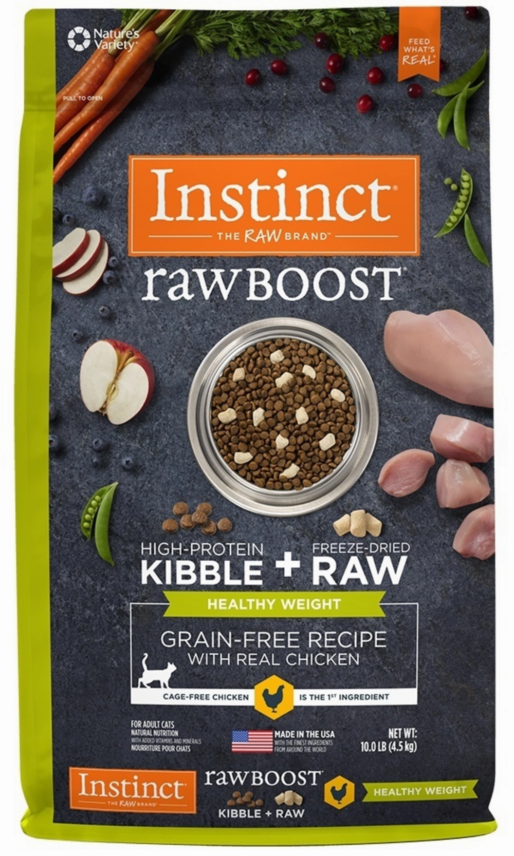 Instinct Raw Boost Healthy Weight Grain-Free Chicken Dry Cat Food freeze dried dog food raw food for dogs dog freeze meal high protein dog food grain free freeze dog food