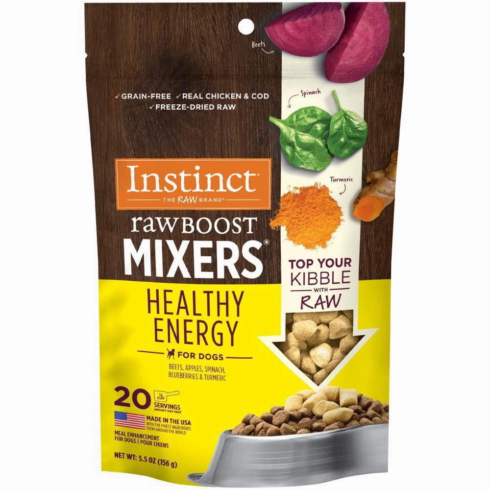 Instinct Raw Boost Mixers Healthy Energy Chicken & Cod Grain-Free Freeze-Dried Raw Dog Food Topper 5.5oz (Exp 7Mar25) dog supplies dog food toys accessories dog bed