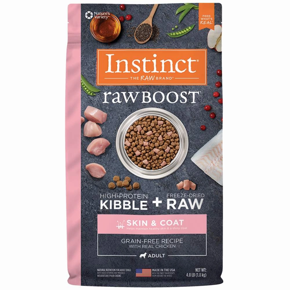 Instinct Raw Boost Skin & Coat Real Chicken Grain-Free Dry Dog Food 4lb dog supplies dog food toys accessories dog bed