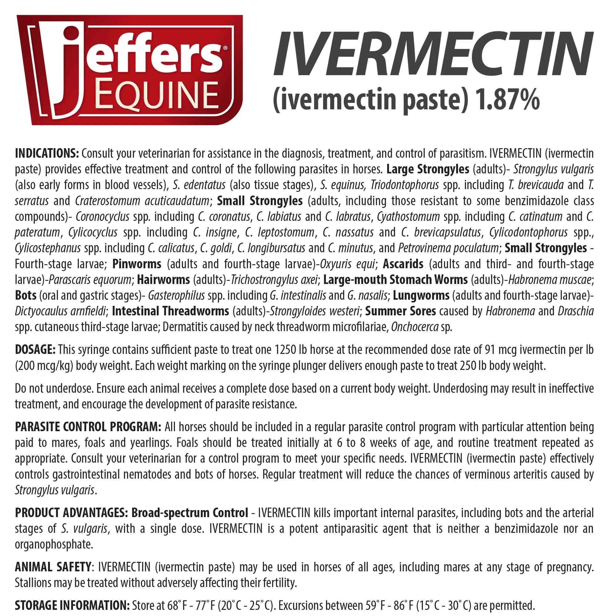Jeffers Ivermectin Horse Dewormer Gel, Apple Flavored