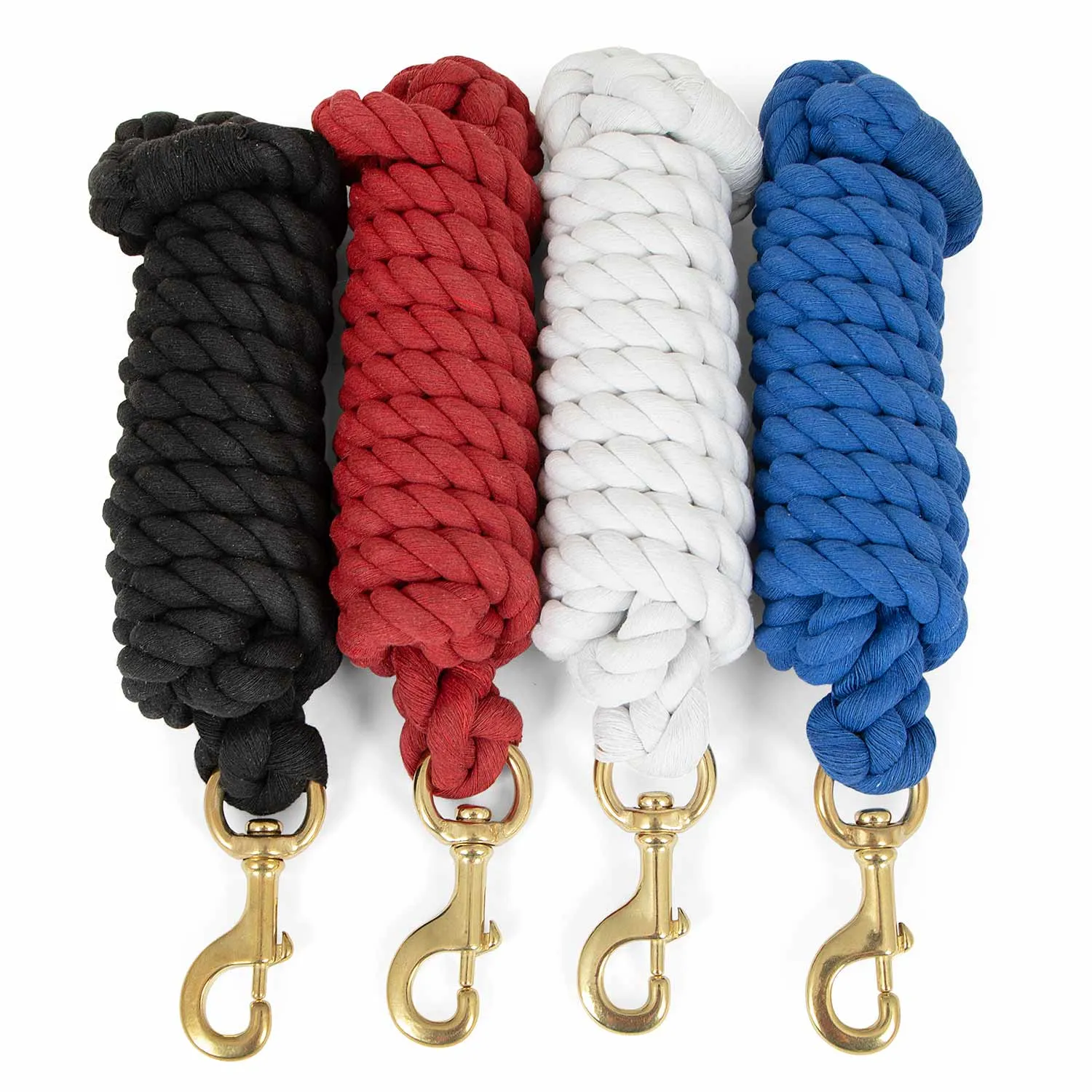 Jeffers Solid Cotton Horse Lead Ropes with Brass Bolt Snap, 10' L