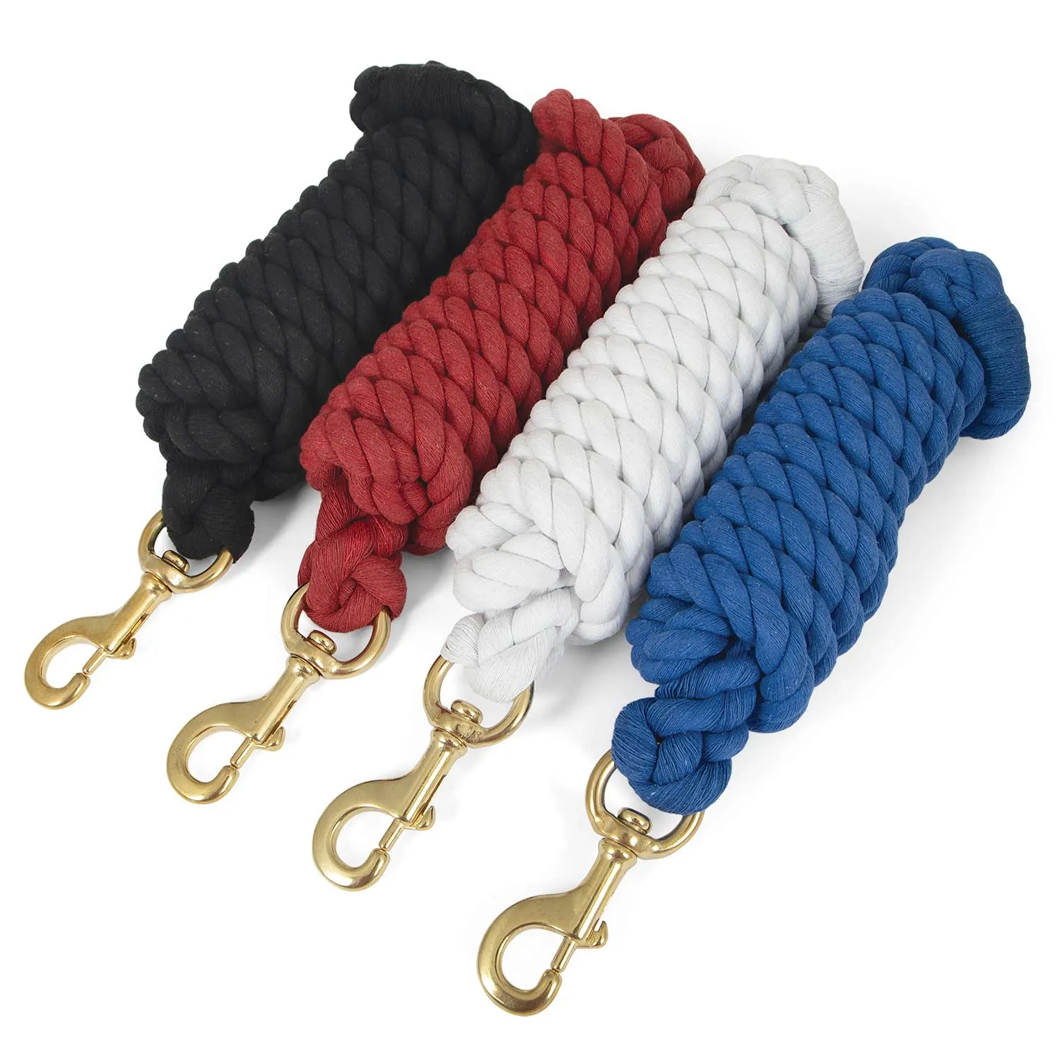 Jeffers Solid Cotton Horse Lead Ropes with Brass Bolt Snap, 10' L